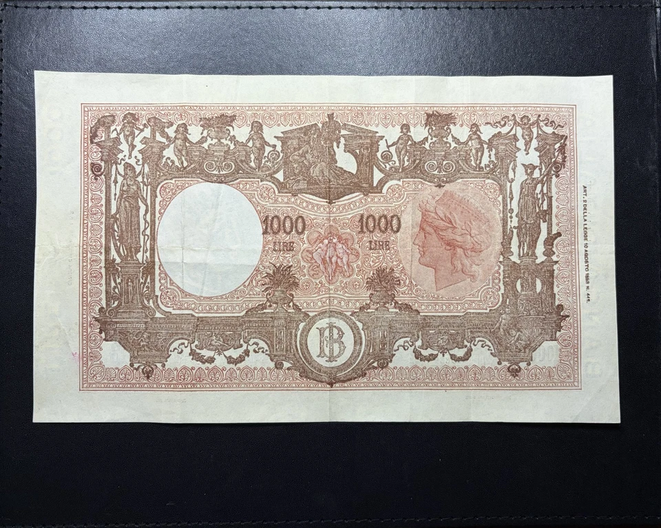 Billete Italia 1947 tamaño grande "Grande M" 1000 liras Foto 2 de 2