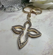 Elegant Rhinestone Four Petal Floral Bag Charm And Keychain