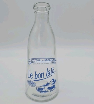 French Lait Pur de Normandie Le bon Lait Milk Bottle Vintage Glass NO SWING/CAP
