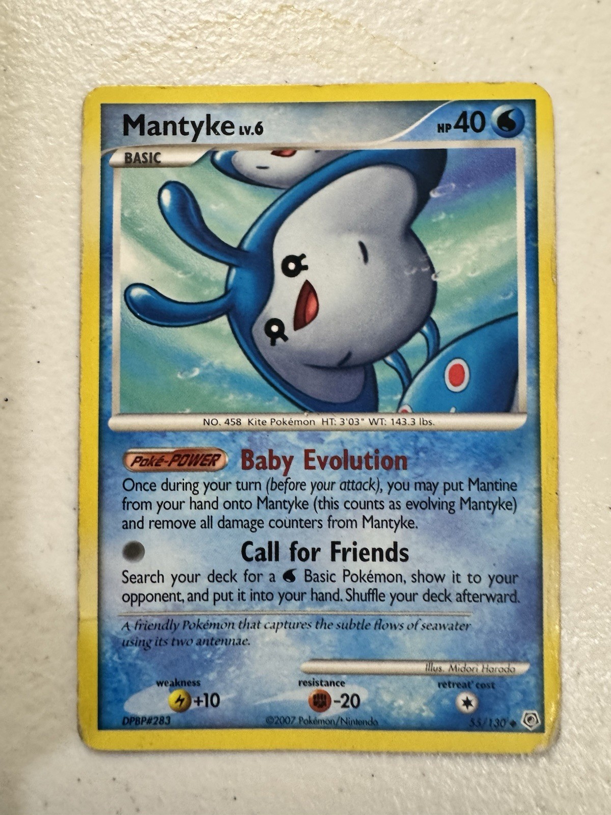 Mantyke 55/130 Diamond & Pearl Base Set Pokemon Holo