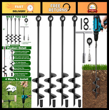 Heavy Duty Ground Anchors 18" - 4 Pack Screw-in Earth Stakes for Trampolines, Sh