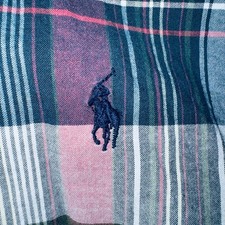 Boys Ralph Lauren Cotton Oxford Button Down Shirt Blue Plaid size Large 16/18