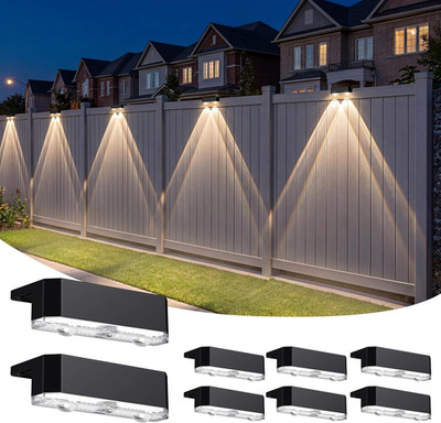 8 Pack Solar Fence Lights Outdoor, Deck Light Solar Powered, IP65 Waterproof Led