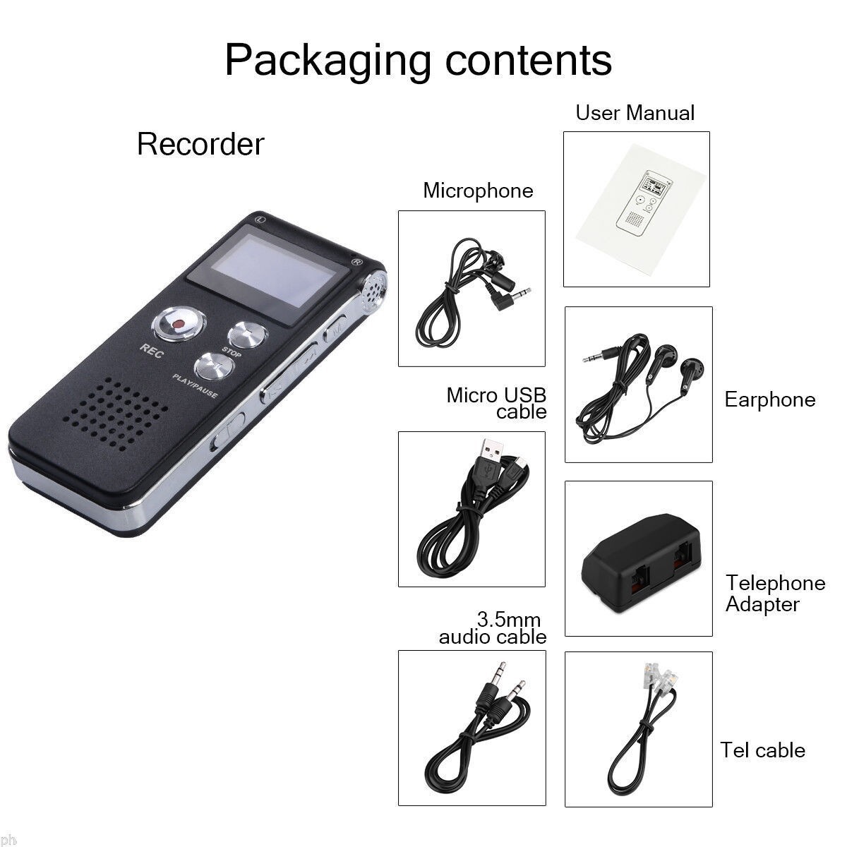 Digital Voice Recorder Dictaphone Audio Sound Recorder Mini Small Spy Lecture