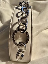 Anthony Nak Atelier 925 Silver Diamonds & Smoky Quartz Circle Bracelet 8” Lot#23