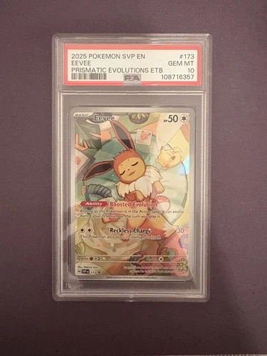 2025 POKEMON SVP EN PRISMATIC EVOLUTIONS EEVEE #173 ETB BLACK STAR PROMO PSA 10