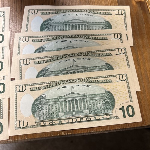8 10$ Bills Sequential Reserve Notes Consecutive Serial Numbers Uncirculated - Picture 7 of 7