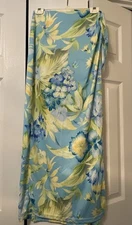 Women's Medium / Large Sarong Yellow & Blue Floral Cover Up Long