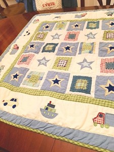 Baby Quilt Planes Trucks Cars Boat 35"X42"