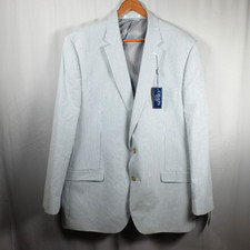 NWT CHAPS Sport Coat Jacket 100 Cotton 2 Button White Pinstripe 46L MSRP - 175