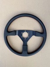 Momo Sport Racing Vintage Retro Steering Wheel Genuine Leather Red Stitching