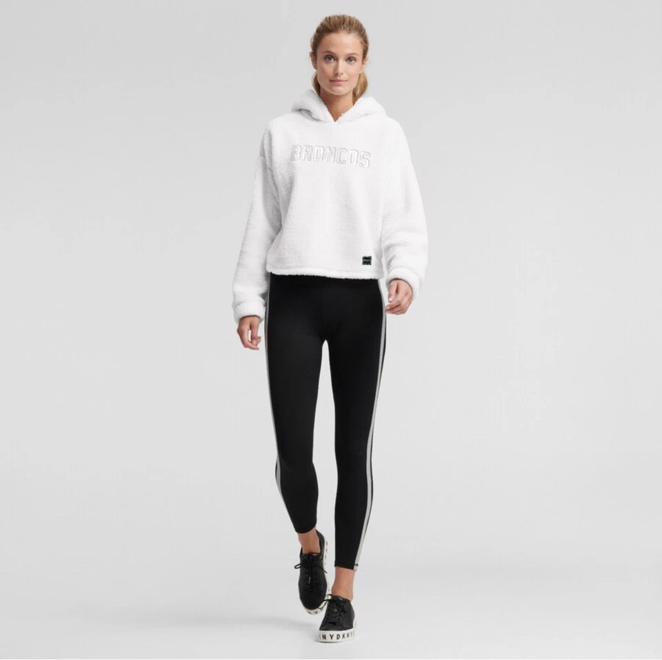 Sudadera con capucha deportiva DKNY Denver Broncos equipo de fútbol americano para mujer 2XL blanca Sherpa polar Foto 2 de 4