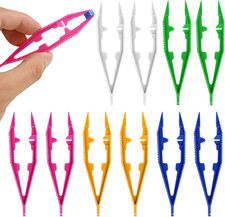 10PCS Fine Point Bead Tweezers, Plastic Tweezers for Kids, Professional Beading