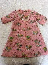 Vintage Kids Unisex Pink Quilted Button Front Robe Housecoat Lace Collar