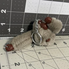 Kipling Nathan Gorilla Thumb Sucking Plush Bag Charm Keychain Keyring Gray
