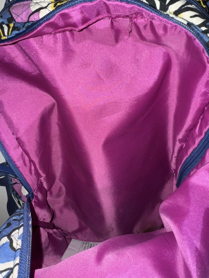 Vera Bradley AFRICAN VIOLET Campus Backpack Large RETIRED Blue Purple Floral Bag - Image 2 of 4
