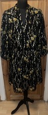 Next Love & Roses Size 12 Dress Floral Metallic Long Sleeve Wedding Cruise Black