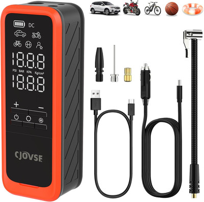 Portable Cordless Tire Inflator, 160PSI Air Pump with Battery & Car Plug, Fast I