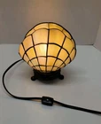 Vintage Art Deco Tiffany Style Clam Shell Stained Glass Lamp 7.5” Tall READ