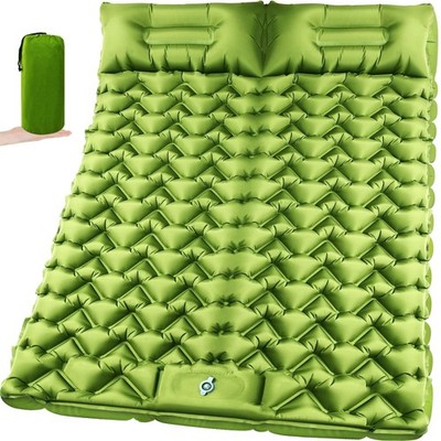 Double Sleeping Pad - Ultralight 4'' Camp Mat with Integrated Foot Pump & Pill...