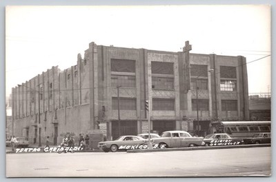 RPPC Postcard Teatro Garibaldi Mexico City Art Deco Theater Vintage Cars