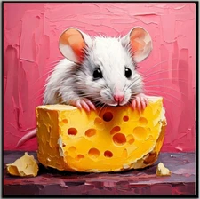 ORIGINAL Oil PAINTING on Canvas Mouse Textured Art 8x8 in  Impasto Custom Order