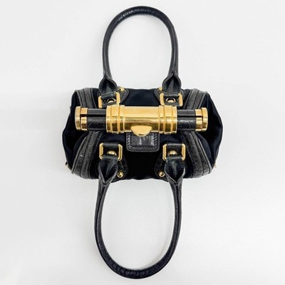 cecilia品❶ CELINE Flip Lock Black Crocodile Embossed Leather Trim & Satin