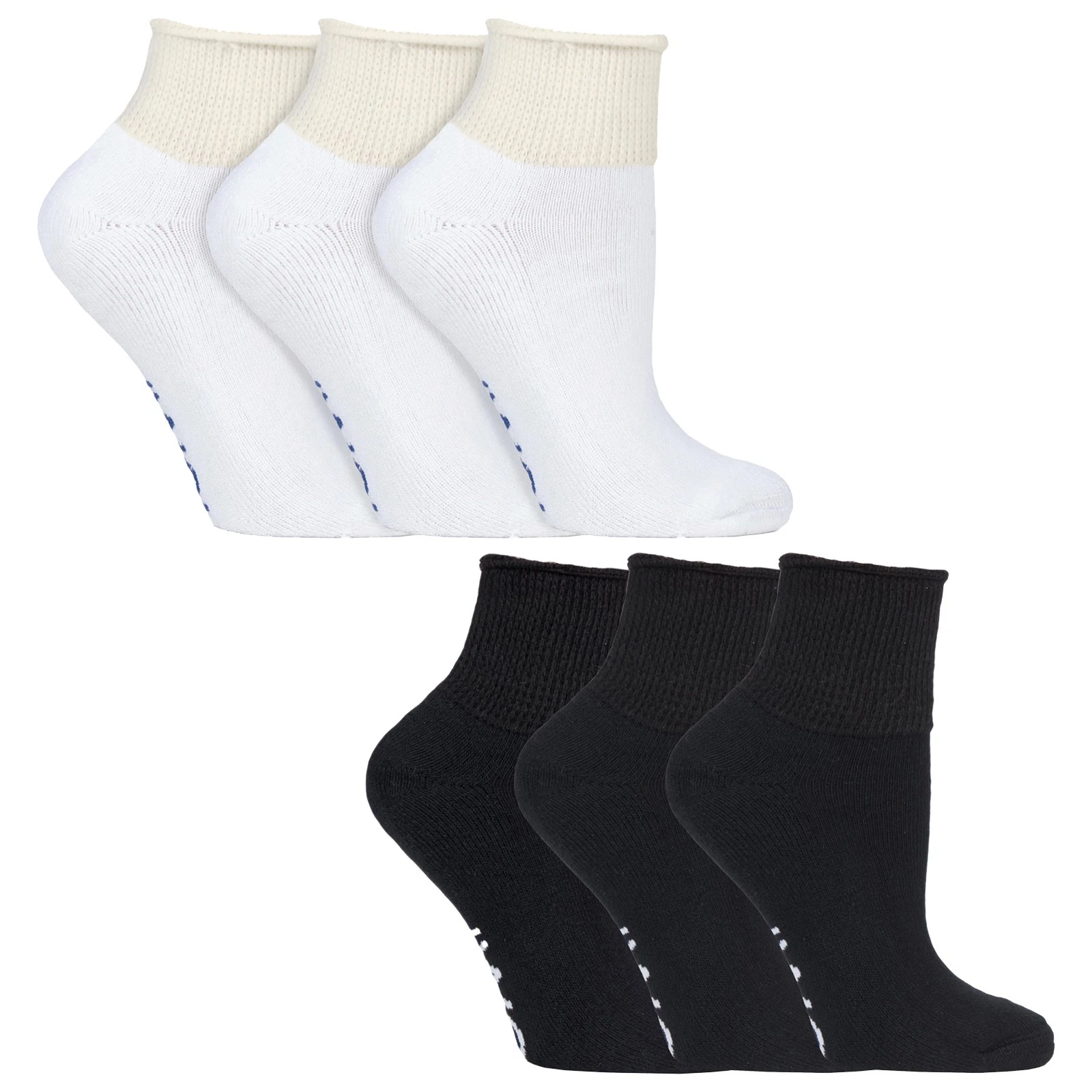 IOMI - 3 Pack Extra Wide Cotton Non Elastic Low Cut Quarter Ankle Diabetic Socks