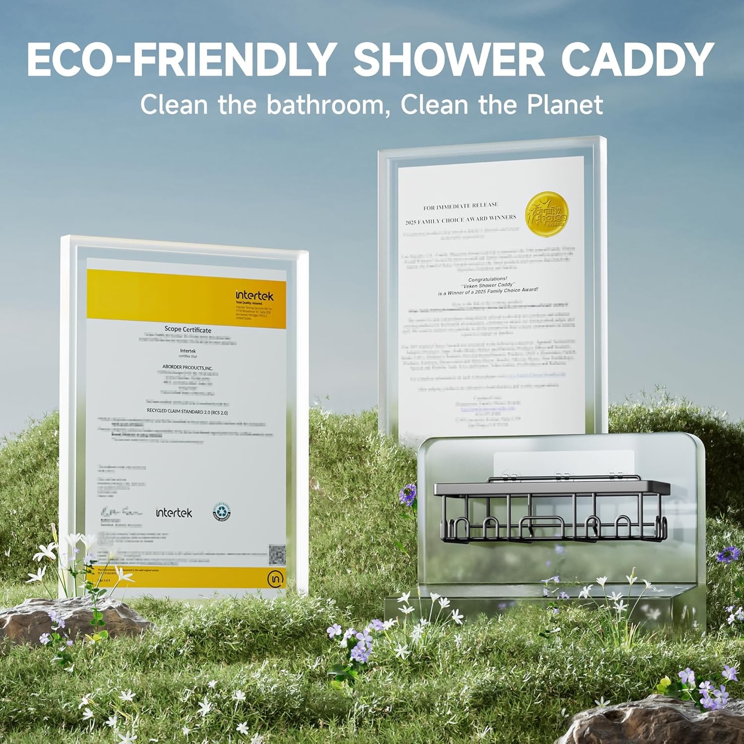 Rustproof & Waterproof Shower Caddy 6-Pack No Drilling Adhesive Shelves Rack