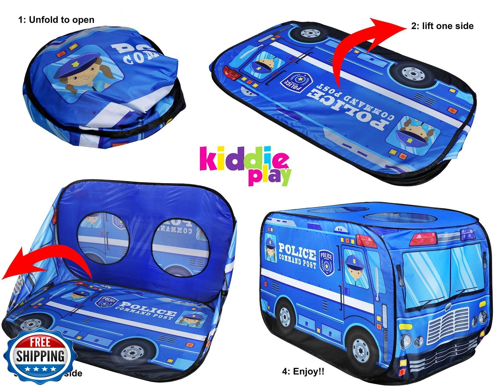 Kiddie Play Pop Up Police Car Tent | Kids Play Tent for Boys and 