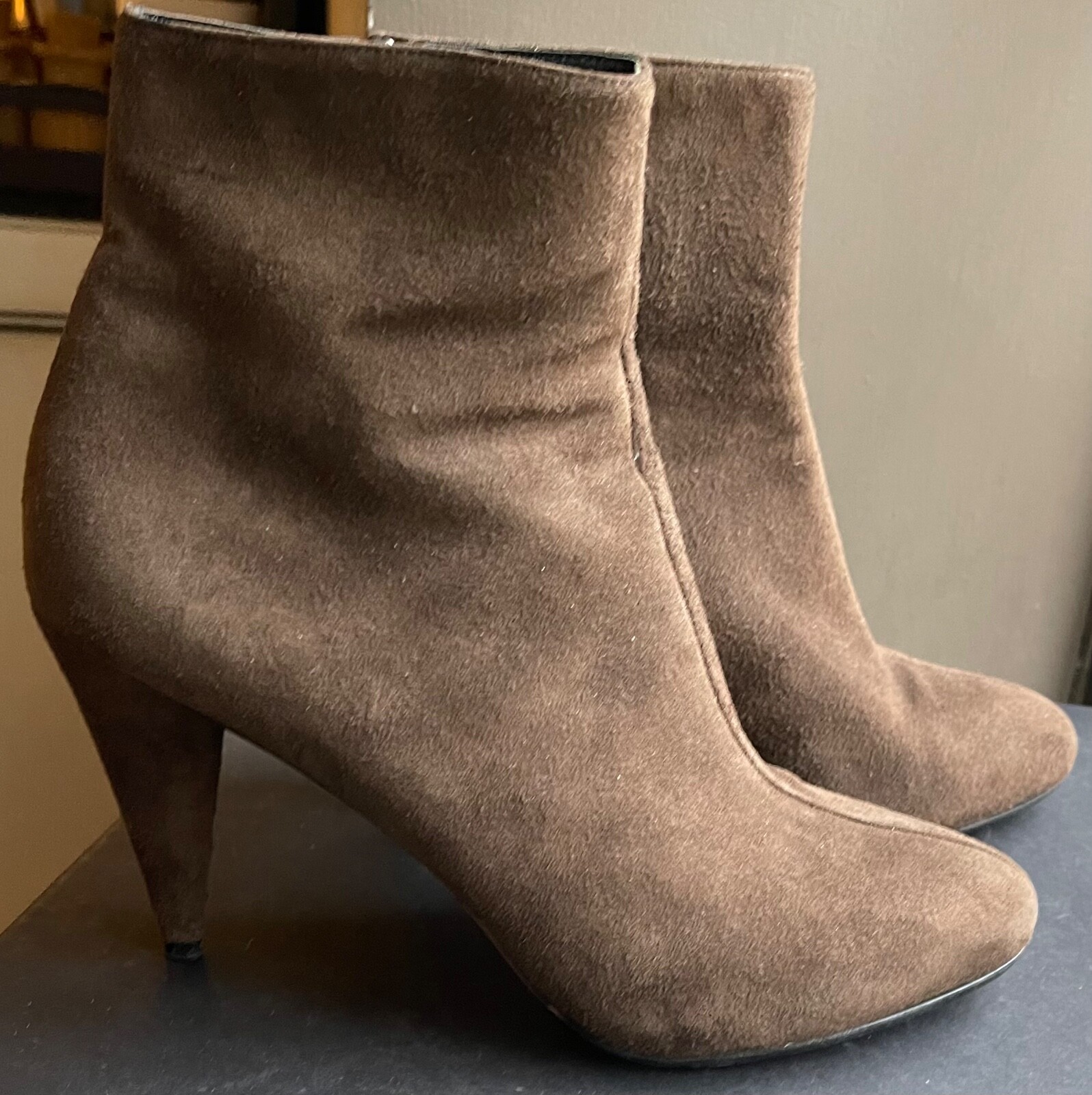 PRADA Chocolate Brown Suede High Heel Ankle Boots… - image 1