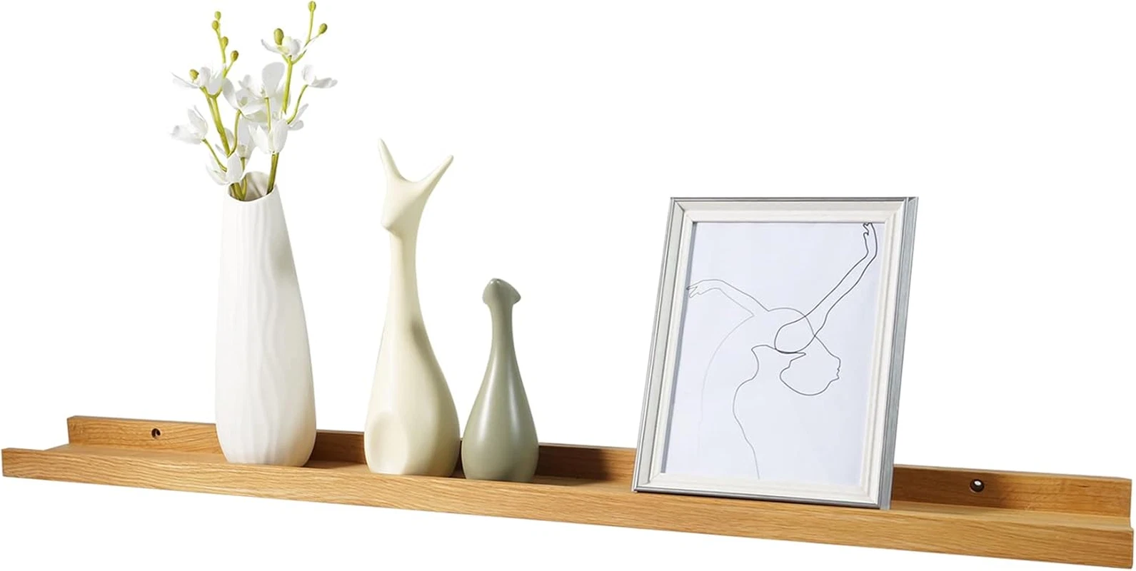 Rustic 36" Natural Oak Floating Shelf - Wall Mounted Display Ledge, Easy Install