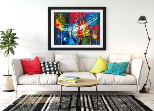 JACKSON POLLOCK 11 RED BLUE COLOURFUL -FRAMED WALL ART POSTER PAPER PRINT - Picture 4 of 10