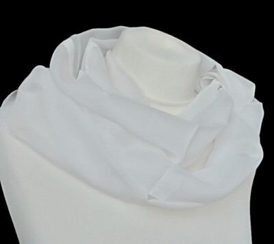 hauchzarter Damen Loop Schal Rundschal weiß uni einfarbig 393 w