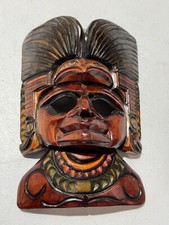 VINTAGE SOUTH AMERICAN TRIBAL HAND CARVED WOOD PAINTED MASK