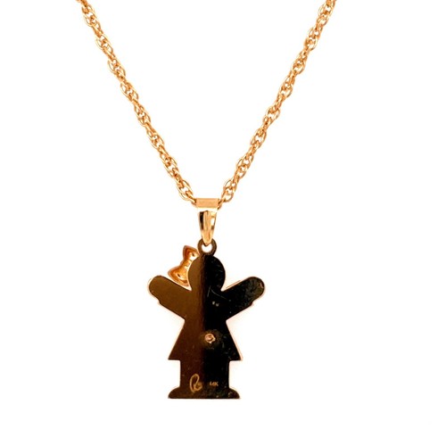 14K Rose Gold Diamond Baby Girl Charm Necklace Pendant Mother’s Day Jewelry 1.5g - 第 3/3 張圖片