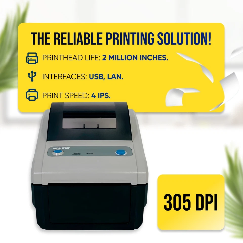 SATO CG412DT Direct Thermal 4x6 Label Printer LAN USB - similar to CG408DT model - Image 2 of 4