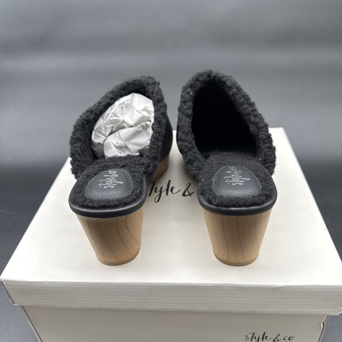 Style & Co Women's Tooma Slide Faux Black Lined Clog Heeled Mules SZ 7.5 M NIB - Picture 4 of 7