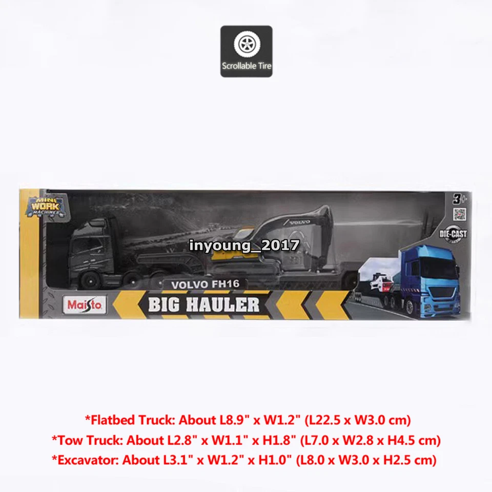 Volvo FH16 6x4 Tow Truck with Volvo EC220E Excavator Model Diecast Toy Car - Image 2 of 4