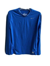 MENS NIKE PRO COMBAT LONG SLEEVE BASE LAYER BLUE DRI-FIT SIZE M FITTED EUC