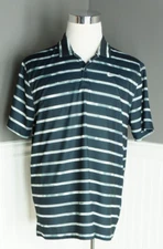 Nike Shirt Men's Large Short Sleeve Polo Dri Fit Black White Striped