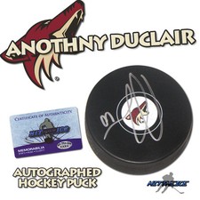 ANTHONY DUCLAIR Signed ARIZONA COYOTES Hockey PUCK - w/COA 