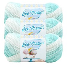  3 Pack Lion Brand Yarn 923-208W Ice Cream Baby Yarn, Mint