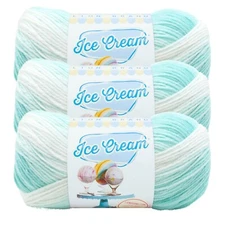 (3 Pack) Lion Brand Yarn 923-208W Ice Cream Baby Yarn, Mint