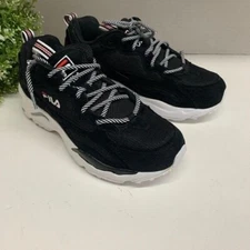 NEW Fila Womens Ray Tracer Mesh Low-Top Trainer Lace Up Sneakers Sz 6.5 Black