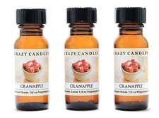 3 Cranapple 1/2oz Premium Grade Scented Fragrance Oil Crazy Candles
