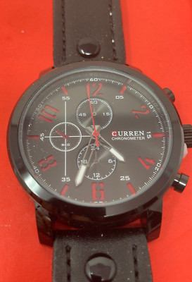 Men's Curren M 8192 Black SS Chronometer Quartz Watch Water Resistant New