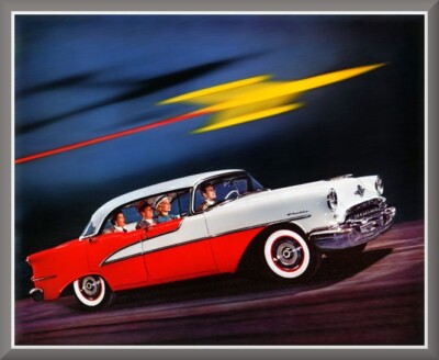 1955 Oldsmobile Rocket 88 hardtop, Red/White, Refrigerator Magnet, 42 MIL Thick