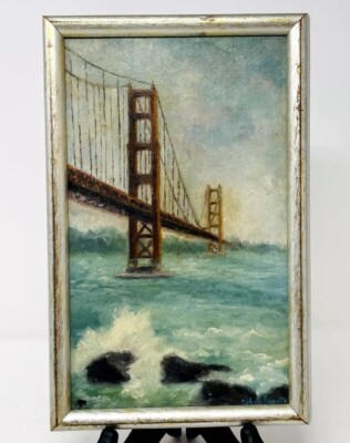 1968 Mini Plein Air Golden Gate Bridge & Bay by Celeste Horath / ~6x9  / Framed