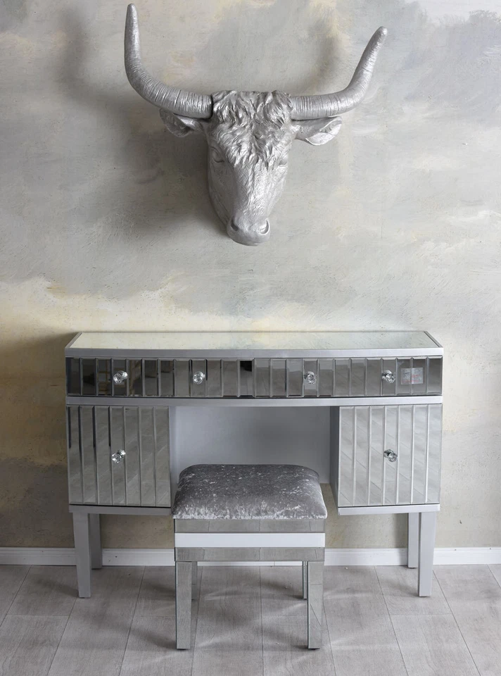 Damenschreibtisch verspiegelt Schminktisch Schreibtisch Glastisch Spiegelglas - Bild 4 von 4